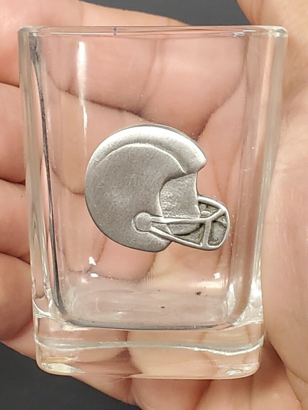 Set of Two Vintage Football & Baseball Themed Glass Shot Glasses VG